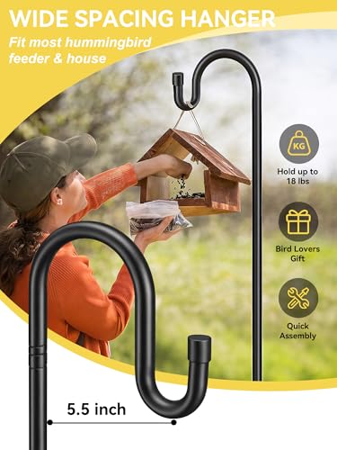 Bird Feeder Pole, 78" Shepherds Hooks for Outdoor, Hummingbird Feeders Stand Heavy Duty with Stable 5-Prong Base, Hanging Plant Shepherd Hook Hanger Stick for Outside Garden Yard Wedding - size: 78"