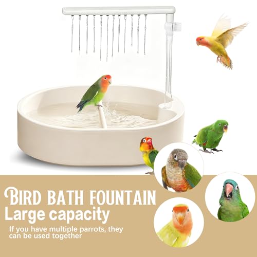Automatic Bird Bath, Large Bird Shower Fountain, Parrot Bathtub with Circulating Faucet, Indoor Fountain with USB Pump for Cockatiel, Conure, Budgie, African Grey, Lovebird - color: C