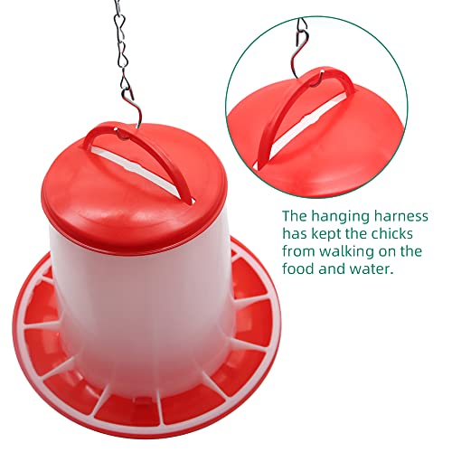 Chicken Feeder and Waterer Kit,1.5KG Feeder and 1.5L Waterer | 2-in-1 Chick Starter Set with 2 Hanging Hooks,Anti-Drown Poultry Waterer for Raising Chicks in Brooder