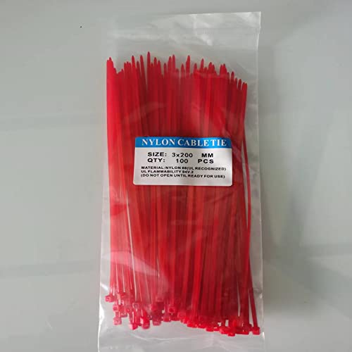 Zip Ties, 100pcs Red Zip Ties 8 Inch, Plastic Ties Small Zipties Cable Tie Wraps, Multi-Purpose Cable Management Ties, Self-Locking Ziptie for Office and Home(Can bear 30lb) - color: Red, size: 8" (100 Pack)
