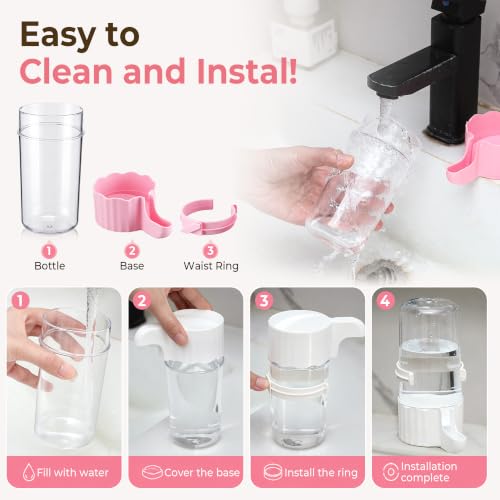 2 Pack Quail Waterer, Leak-Proof & Anti-Drowning Design, 16.7 oz Automatic Gravity Chicks Water Feeder with Hanging Hooks, Easy Clean Transparent Water Dispenser for Quail & Small Birds