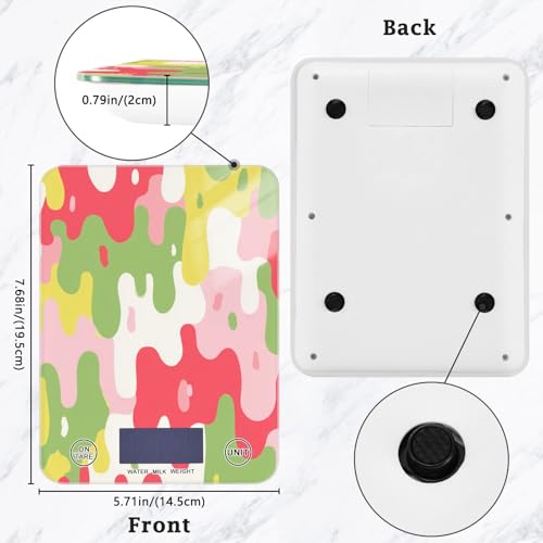 Food Scale Kitchen Scale Food Weight Scales Digital Weight Grams and Ounces Small Electronic Food Scale for Baking Cooking Colorful Drips - color: Colorful Drips