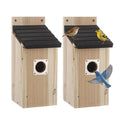 2 Pcs Bird Box Houses for Outside, 11.81 x 4.92 x 4.92 in Outdoor Hanging Wooden Birdhouses for Bluebirds, Unstained Natural Wood, 1.5 in Entry Hole, Sloped Roof, Bird Box for Wren, Finch, Swallow
