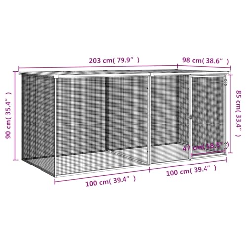 Chicken Coop with Roof, Large Galvanised Steel Poultry Cage for Backyard, 79.9 x 38.6 x 35.4 inch Outdoor Run for Hens and Small Animals, Weather-Resistant Pet Enclosure