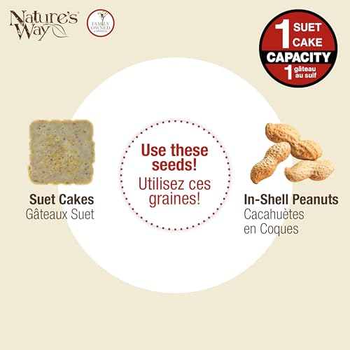 Nature's Way Bird Products CWF1 Tail-prop Suet Bird Feeder 12"H x 7.875"L x 3"W, Brown - style: Cedar Single Suet Feeder