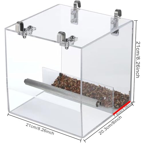 Automatic Acrylic Bird Feeder for Cage, No Mess Bird Feeder for Cage | Suitable for Bird Parrots, Canary, Parakeet, Budgerigar, Crested Myna, Cockatiel (XL) - size: XL