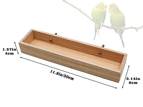 Bird Feeding Cups, Natural Wooden Parrot Perch Stand, Birds Food Dish, Parakeets Feeder Bowl, Cage Accessories for Small Animals Rat Hamster Guinea Pig Chinchillas Budgies Cockatiels Love Birds - size: 11.8 × 3.1 Inch