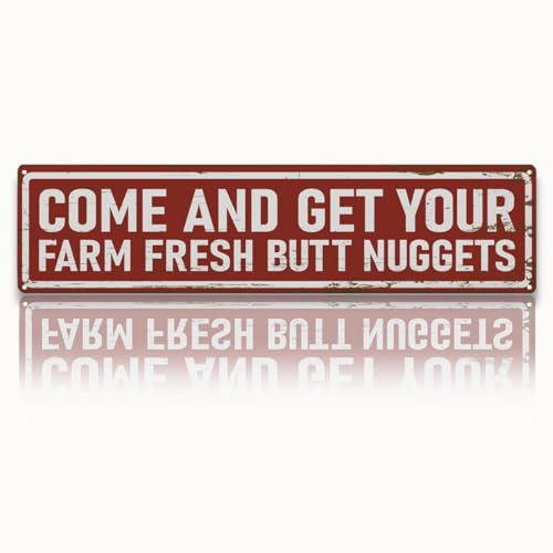 Rustic Farmhouse Style Chicken Coop Sign, Metal Outdoor Chicken House Signs, Farm Fresh Butt Nuggets Signs, Retro Metal Tin Sign, Farmhouse Decor, Backyard Hen House Gift 15.8x4 Inch - color: Farmhouse 10