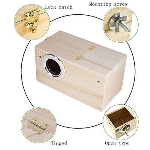 PINVNBY Parakeet Nesting Box Bird House Wood Breeding Box Parrots Mating Box for Lovebirds Budgie Finch Cockatoo Canary and Medium-Sized Birds(S) - size: Small