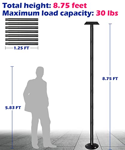 105 Inch Bird Feeder Pole Kit, Heavy Duty Bird House Pole Set for Hard Ground, Adjustable Universal Mounting Post Kit for Outdoors, Matte Black, 1 Pack - size: Hard Ground 1pack