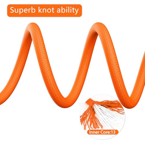X XBEN Outdoor Climbing Rope 10M(32ft) 20M(64ft) 30M(96ft) 50M(160ft) 70M(230ft) 152M(500FT) 352M(1000FT) Static Rock Climbing Rope for Escape Rope Ice Climbing Equipment Fire Rescue Parachute - color: Orange, size: 2/5 Inch x 32 Feet