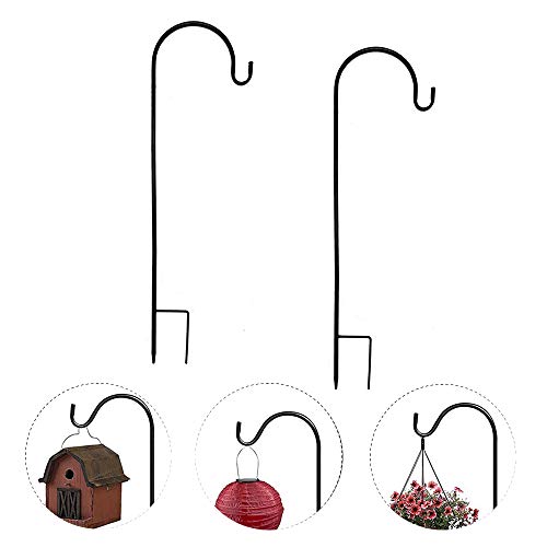 2 Pack 35 inch Shepherd Hook for Outdoor | Hanging Solar Light, Bird Feeders, Lanterns, Mason Jars, Garden Stake and Wedding Decor, Black