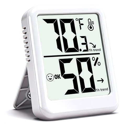 Room Thermometer Indoor Hygrometer Temperature and Humidity Monitor | Accurate Sensor, Fast Refresh, Big Digits, Easy to View, ℉/℃, w/ AAA Battery, Compact for Home, Office, Pet, Plant - color: White - Upgraded Version, size: 1 - Pack