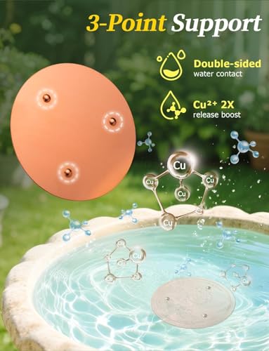Mellbree 2-Pack Bird Bath Copper Disc, 0.6mm Reinforced 99.99% Pure Copper Cleaning Disk with Triple-Point Support for Physical Safe Clean Water, Universal Fit for Outdoor Birdbath, Bowl (Sunflower) - color: Copper Sunflower