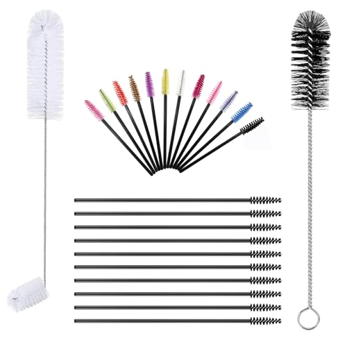 17 Pieces 4 Size Hummingbird Feeder Cleaning Brush Mini Nylon Tube Brush Set Double Headed Hummingbird Brush Cleaner 2 in 1 Hummingbird Brush Kit for Bottles, Tubes, Jars, Bird Feeder (White) - color: White