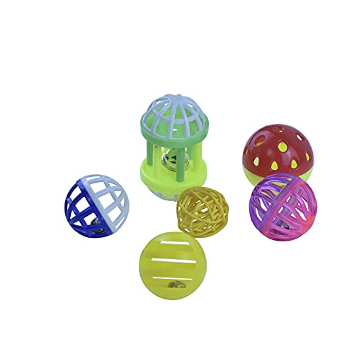 6Pcs Bird Ball Bell Toy Interactive Foraging Treat Feeder Parakeet Foot Toy | Conure Chewing Training Rattle Bells Spinning Balls, Parrot Cage Toys for Budgie Lovebirds Playgym Birdcage - size: 6 pcs bird toys