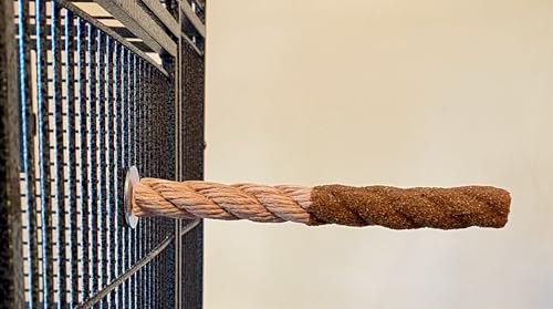 Polly's Sand-E-Rope Safety Bird Perch Toy-Trims Nails & Beak-Promotes Healthy Feet-Safe Non-Toxic-Bird Supplies for Bird Cages (Brown, Small) - color: Brown, size: Small