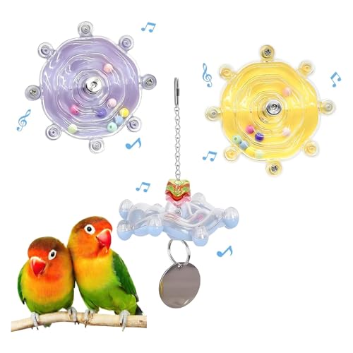3pcs Bird Toys for Parakeets, Colorful Spinner Wheel (Rondom Color) | Interactive Enrichment Toy Create Soft Rustling Sounds When Spinning, Safe for Chewing to Meet Birds' Gnawing Instincts - style: 3pcs