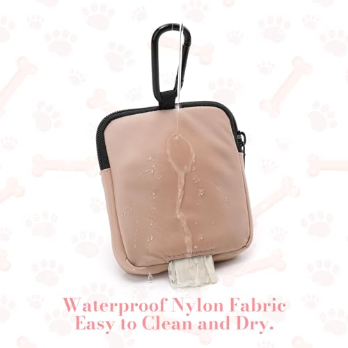 Dog Treat Pouch with Training Clicker,Waterproof Nylon Fabric Poop Bag Holders for Leashes,Hands Free Small Dog Walking Bag with Carabiner, Pet Puppy Training Walking Essentials (Coffee) - color: Coffee