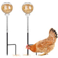 2 Pcs Chicken Peck Toy Chicken Slow Feeder Ball and Enrichment Toys with Spring and Ground Stake Hens Slow Feed Treat Dispenser for Duck Bird Parrot Coop, Reduce Boredom and Feather Pecking
