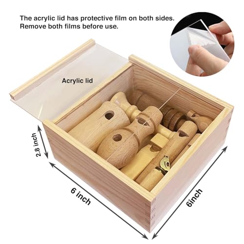 ZDH 9-Piece Wooden Bird Call Set – Handcrafted Bird-Call in Acrylic Wooden Box for Birdwatchers, Nature Lovers, Outdoor Exploration & Education All - size: Acrylic lid-6*6*2.9inch