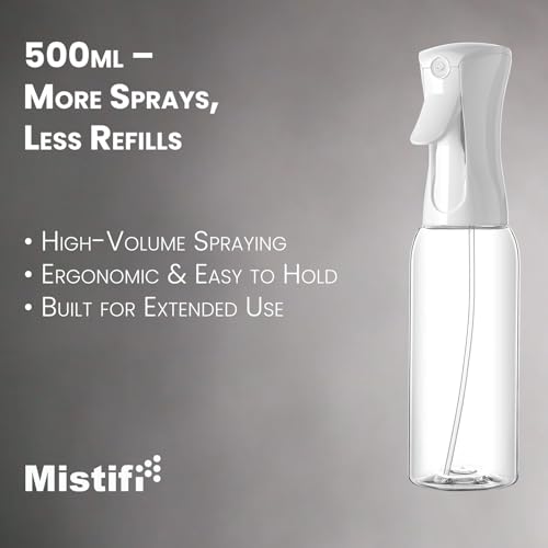 Continuous Mist Spray Bottle – Ultra Fine Refillable Water Mister for Hair, Plants, Cleaning, Skincare, Salon & Home Use (500ml 2Pcs, Transparent bottle) - color: Transparent bottle, style: 500ml 2Pcs
