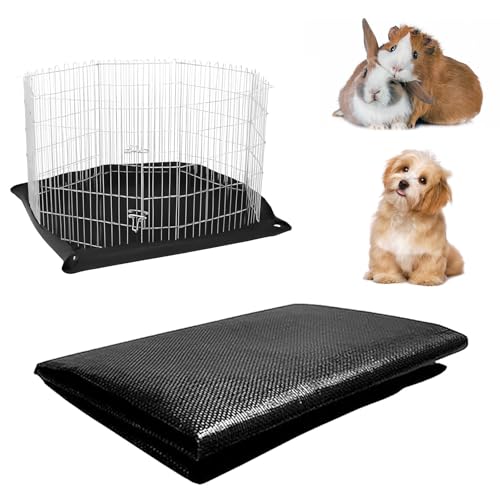 Guinea Pig Cage Liner, 59"x59" Playpen Mat, Waterproof Washable Tarp, Black | 59 x 59 in black waterproof pet mat protects floors and works as a washable, reusable liner for cages and playpens. - size: 59x59in