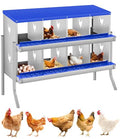 GarveeLife Chicken Nesting Box, 8 Compartments Nesting Box for Chickens, Two-Tier Galvanized Steel Chicken Egg Laying Box with Large Vented Holes Wall Mounting for Easy Egg Collection - color: Blue | 8 Compartments