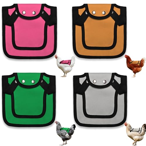 4 PCS Chicken Saddle for Hens, Chicken Aprons for Hens with Adjustable Strap, Hen Back Protector Saddles for Chickens Mating