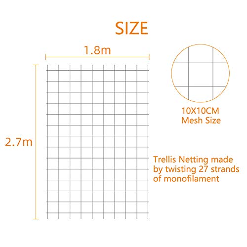 Pack of 2 Cucumber Tomato Trellis Netting, Heavy Duty Garden Netting for Climbing Plants Support, Pea, Grape, Bean, Fruit, Vegetables - 4" Mesh Size, 6Ft x 9Ft - size: 6Ft*9Ft