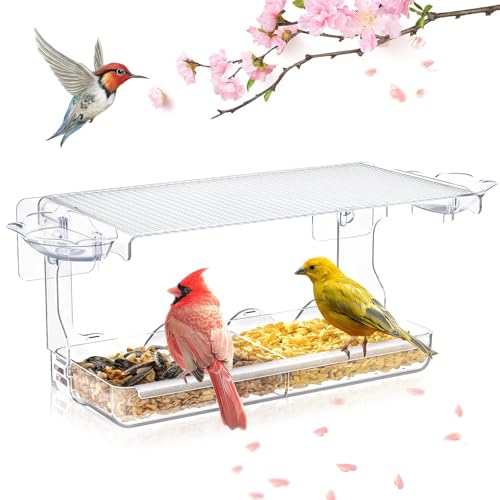 SUNALLY Window Bird Feeder Outdoors, Clear Bird Feeders for Bird Watching | Transparent Feeders with Self-Adhesive Hooks, Outside Hummingbird, Bird Watching for Garden, Yard, Elderly Kids, Cats Viewing - style: Style 3