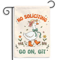 MAIANEY No Soliciting Garden Flag Cute Goose Go On Git Funny Yard Banner 12x18 Inch Double Sided, Farmhouse Porch Lawn Outdoor Decor, Rustic Welcome Sign for Home