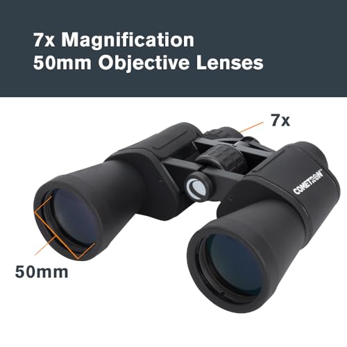 Celestron Cometron 7x50mm Astronomy Binoculars | Wide-Field Astronomy Binocular, Porro Prism, Multi-Coated Optics, Comfortable Handheld, Tripod Adaptable, Carrying Case