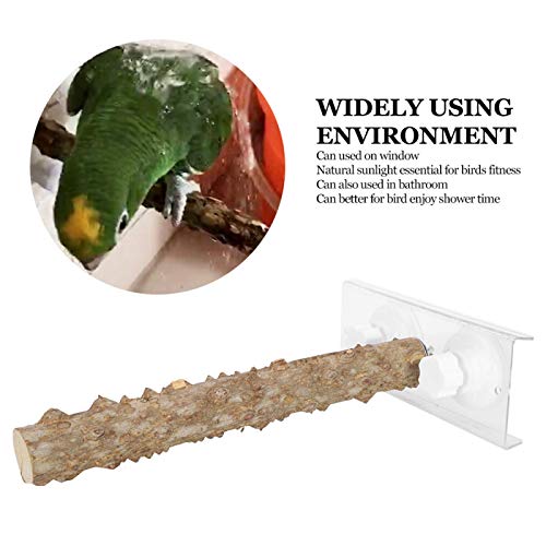 Parrots Outdoor Portable Wood Perch 30CM Pet Bird Shower Standing Rod with Suction Cup