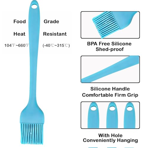 Blue Silicone Pastry Basting Brush - Food Grade BPA Free, Heat Resistant Up to 660°F/315°C, Dishwasher Safe Cooking Brush for Baking, BBQ, Grilling, Sauce,Butter,Cake & Bread - color: Blue