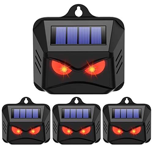 Solar Predator Eyes Nocturnal Animal Repellent Outdoor, Auto Activate Predator Deterrent Lights for Coyote Skunk Deer Fox Raccoon, Nocturnal Repeller Guard for Chicken Coop Yard Garden Farm, 4 Pack