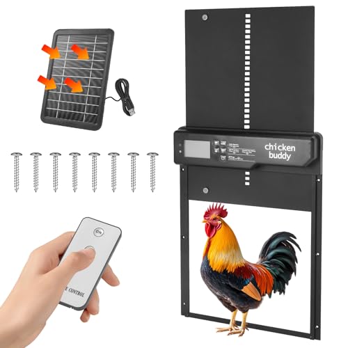 Automatic Chicken Coop Door, Large Aluminum Alloy Door with Timer & Manual Modes, Anti-Pinch Safety, Programmable LCD Controller for Secure Poultry Access(Black) - color: Black
