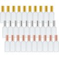 Roshtia 30 Pcs Glass Spray Bottle Clear Empty Bottles Small Refillable Reusable Perfume Bottle with Fine Mist Sprayer Pump for Face Body Travel(3.4 oz,Gold,Silver,Rose Gold) - color: Gold,Silver,Rose Gold, size: 3.4 oz