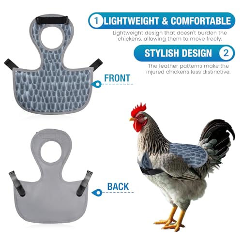 Chicken Saddle for Hens - Chicken Aprons for Hens With Adjustable Straps, Chicken Aprons & Vest Jacket for Hens - style: Grey Feather