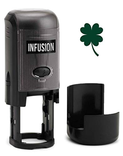 Infusion Round Teacher Stamp, Holiday, 3/4'' Self-Inking Rubber Stamp - Shamrock - Green Ink - color: Shamrock