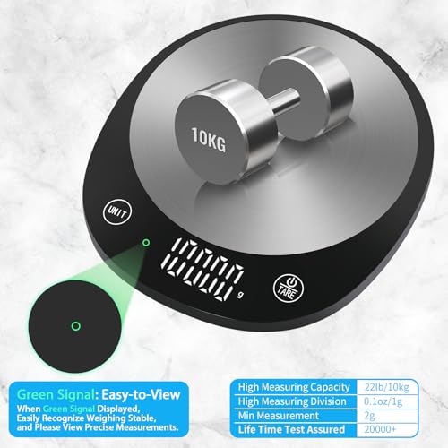 Homebuds 22lb Digital Food Scale Grams and Ounces in 1g, High Precision Assured by Kitchen Scale Professional Factory Since 2001, Gram Scale for Cooking and Baking, LED, 3*AAA Included, Black - color: Black
