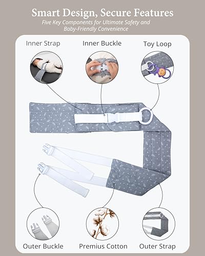 Changing Pad Strap & Changing Table Strap, Baby Safety Belt, Gray | Soft, Adjustable, Safety Secure Anti-Escape for Infants 0-24M. Easy-Clean, Comfortable & Portable - color: Grey