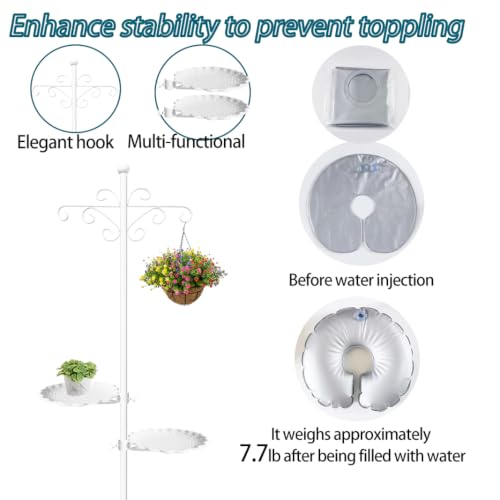 74.5" Shepherd's Hook Stand，Bird Feeder，Wind Chime, Waterproof Metal & Adjustable-Height Pole Holder for Lantern ，Hanging Plants Indoor & Outdoor（2 Placement Racks - color: White