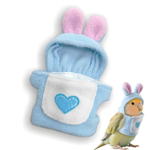 Love Bellyband Rabbit Ears Pet Bird Costume, Cozy Cute Cosplay Photo Prop Clothes Parrots Flight Suit, Bird Hoodie for African Greys Monk Parakeet Cockatiel, M, 1 Piece - size: M