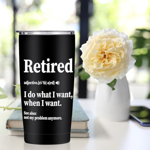Retirement Gifts for Men 20 oz Tumbler, Retired Gifts Travel Coffee Mugs | Funny Retired Party Stainless Steel Insulated Tumbler, Best Gifts for Fathers Day Women Coworkers Christmas Birthday Gifts - color: Multi 1467