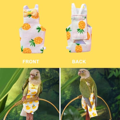 6 Pcs Bird Diapers FAURAPMNG Parrot Nappy Flight Suit Reusable Cockatiel Clothes with Elastic Back Rope Waterproof Inner Layer Washable Diaper Pants for Parakeets, Budgies, Mini Macaws, Quaker Parrots - size: Medium