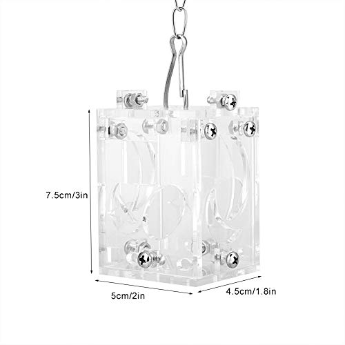 SUNGOOYUE Acrylic Bird Puzzle Feeder, Transparent Foraging Food Basket Toy, 4.5 X 5 X 7. Cm Hanging Design with Lid, Clear Acrylic Puzzle Box for Cockatiels Conures Small Birds
