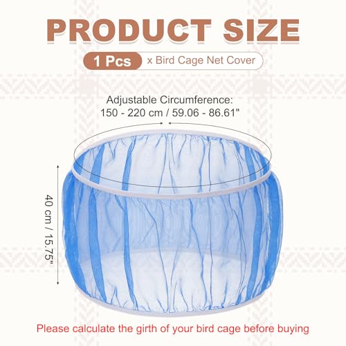 Bird Cage Seed Catcher, Bird Cage Net Cover Seeds Guard, Universal Birdcage Accessories, Blue, Circumference 59.1"-86.6", Height 15.7" for Parrot Cockatiel Enclosures - color: Blue, size: Circumference 59.1"-86.6", height 15.7"