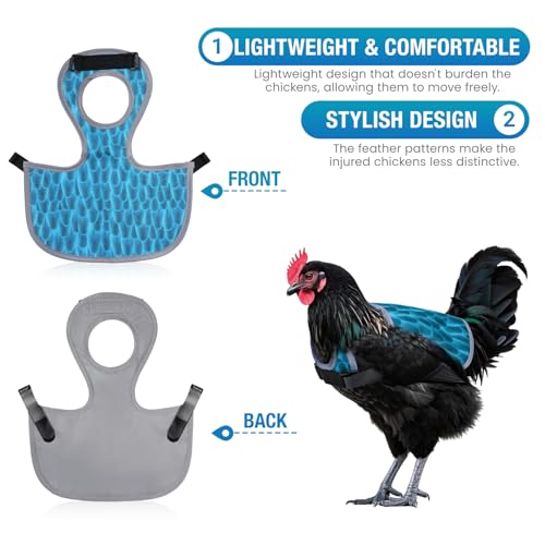 Chicken Saddle for Hens - Chicken Aprons for Hens With Adjustable Straps, Chicken Aprons & Vest Jacket for Hens - style: Blue Feather