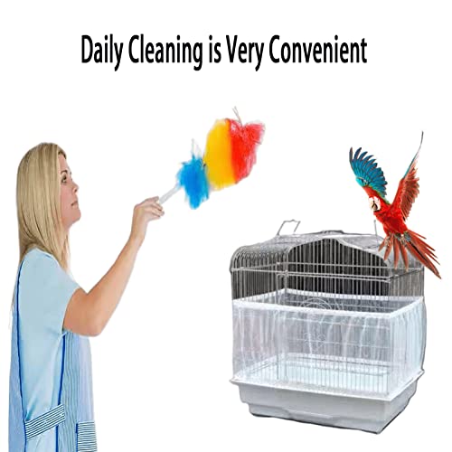 Hakeeta Bird Cage Skirt, Mesh Bird Seed Catcher, Birds Cage Airy Net Cover, Soft Nylon Ventilated Skirt Traps Cage Basket Seed Guard Parrot with Adjustable Drawstring.(Large Size-XL(White) - color: White